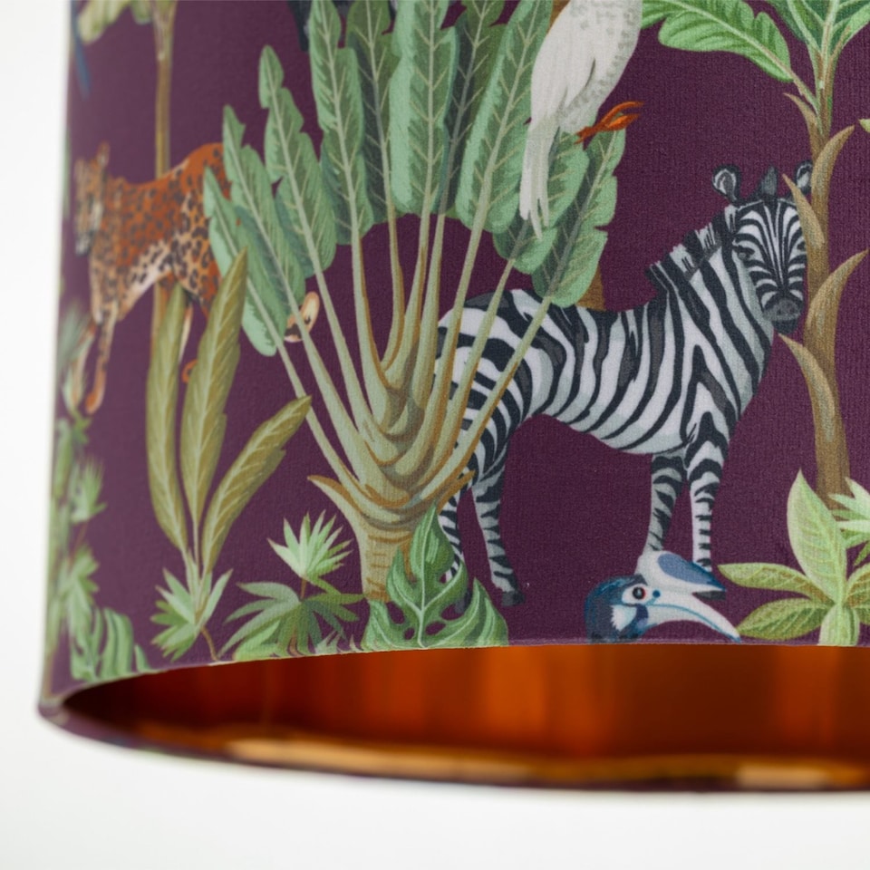 image 1 of Safari - Velvet Safari Design 30cm Pendant or Table Lamp Shade | Multi | Gold | Large | 1