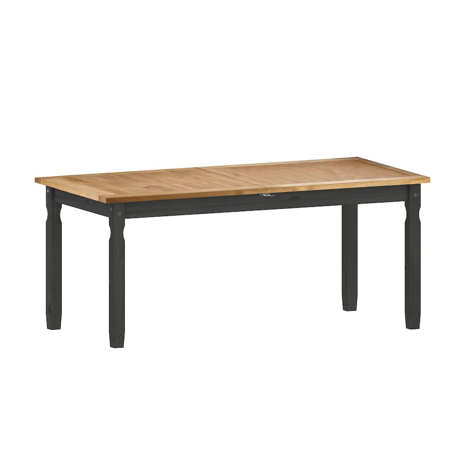 image 1 of Corona Charcoal Large Extending Table & 6 Chairs Set Solid Wood Mexican Pine Wooden Large Long Kitchen Dark Grey