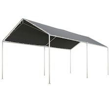 Outsunny 2-Rooms Outdoor Carport Galvanized Steel Frame UV Resist