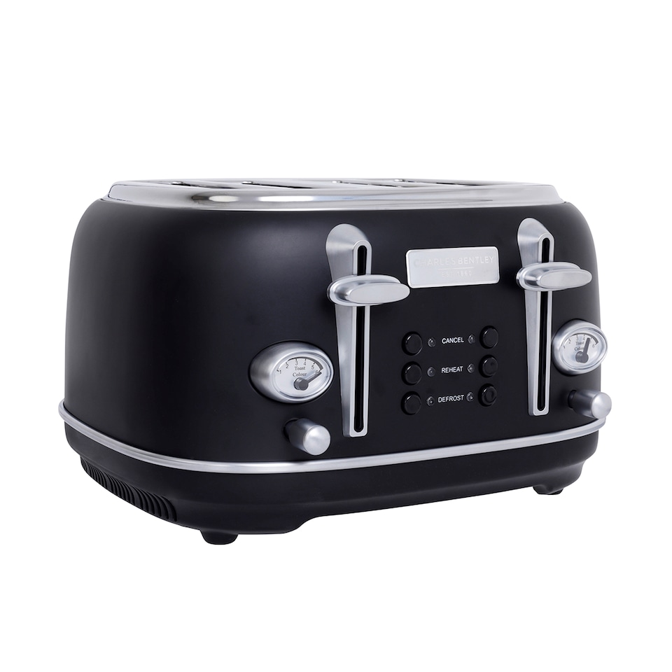 image 1 of Charles Bentley 1.7L Kettle & 4 Slice Toaster Set in Matt Black and Silver