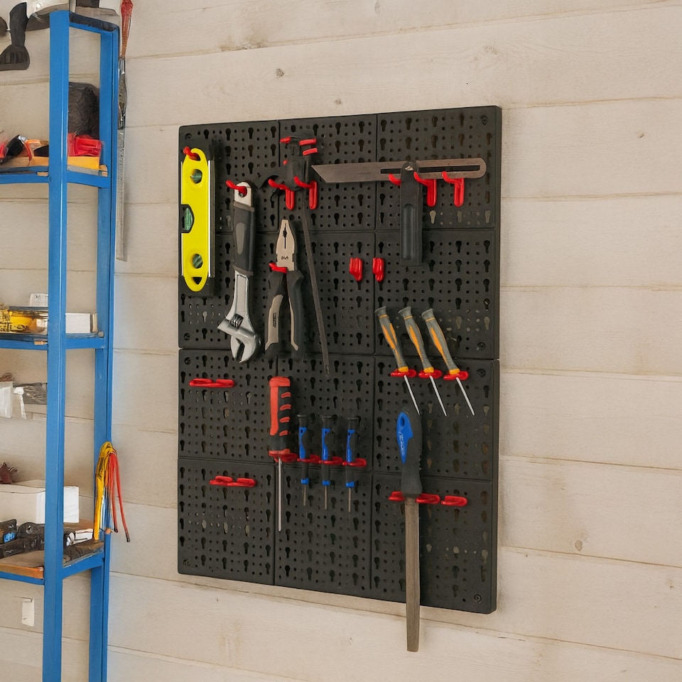 image 1 of KCT 2 Pcs Plastic Wall Mounted Tool Board Storage DIY Organiser Garage Workshop Shed Shelves