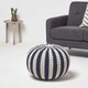 image 2 of Homescapes Navy and White Knitted Pouffe Striped Footstool - 40 x 50 cm