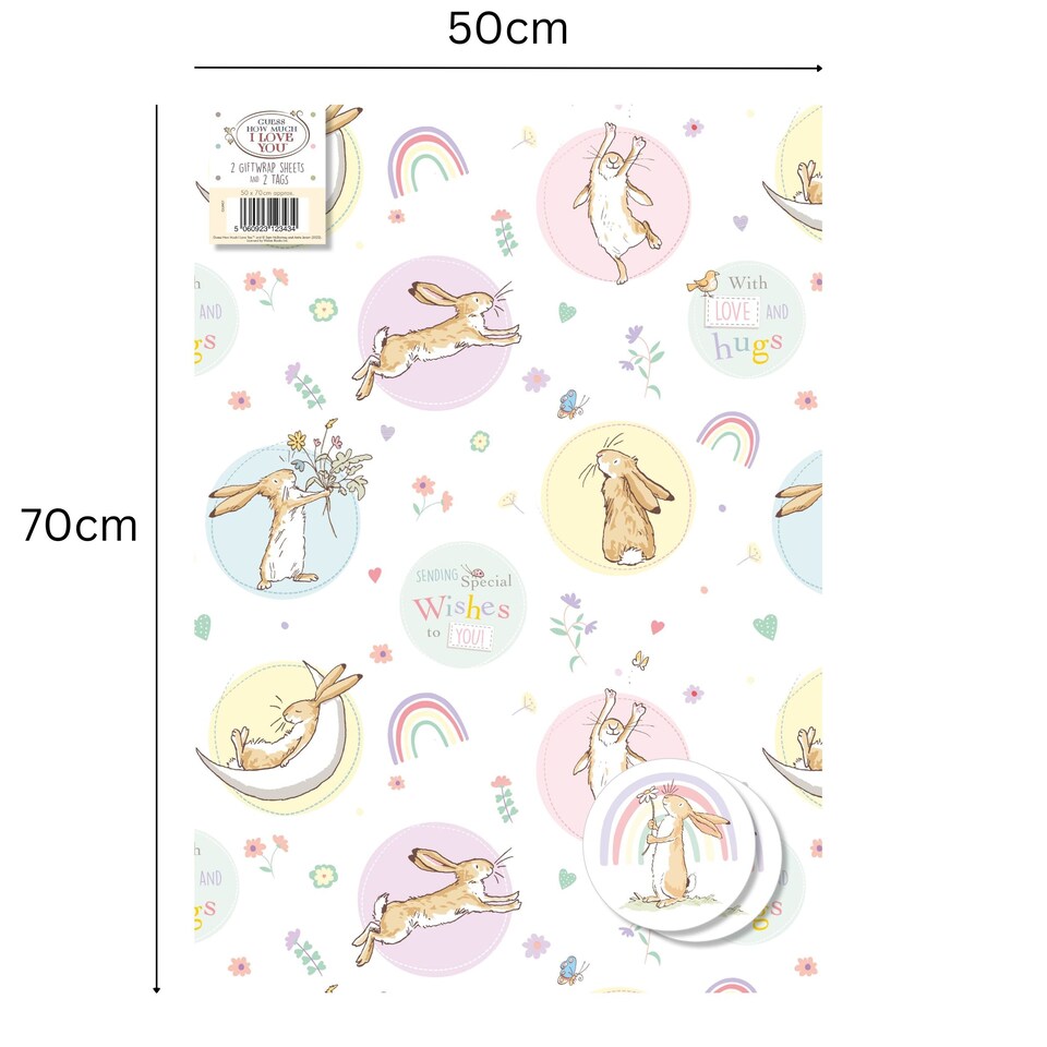 image 1 of Guess How Much I Love You 2 Sheets & 2 Tags Gift Wrap