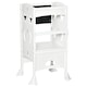 image 1 of HOMCOM Kids Step Stool Toddler Kitchen Stool with Blackboard Lockable Handrail 