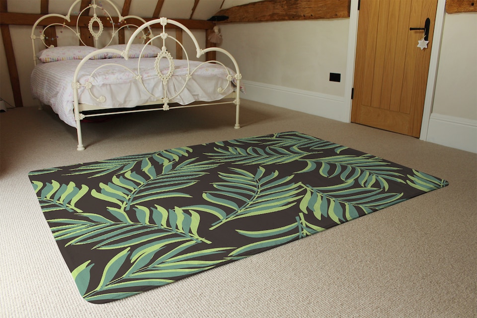 image 1 of Green Palm Leaves Rug | Multi