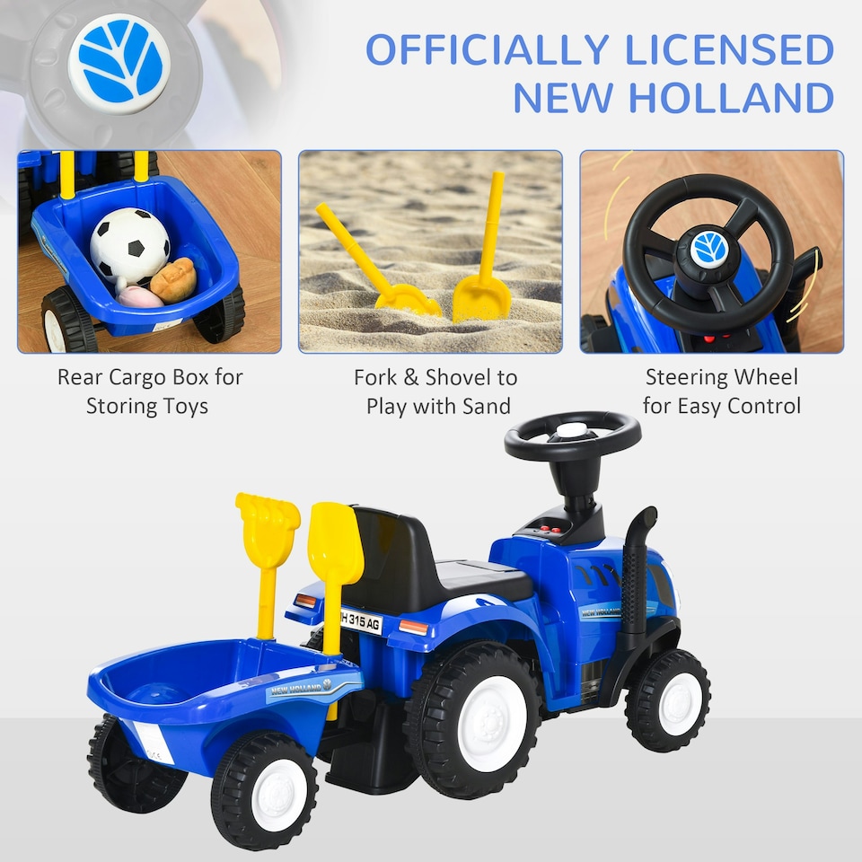 image 1 of HOMCOM Ride On Tractor Toddler Walker Foot To Floor Slider 12-36 Months Blue