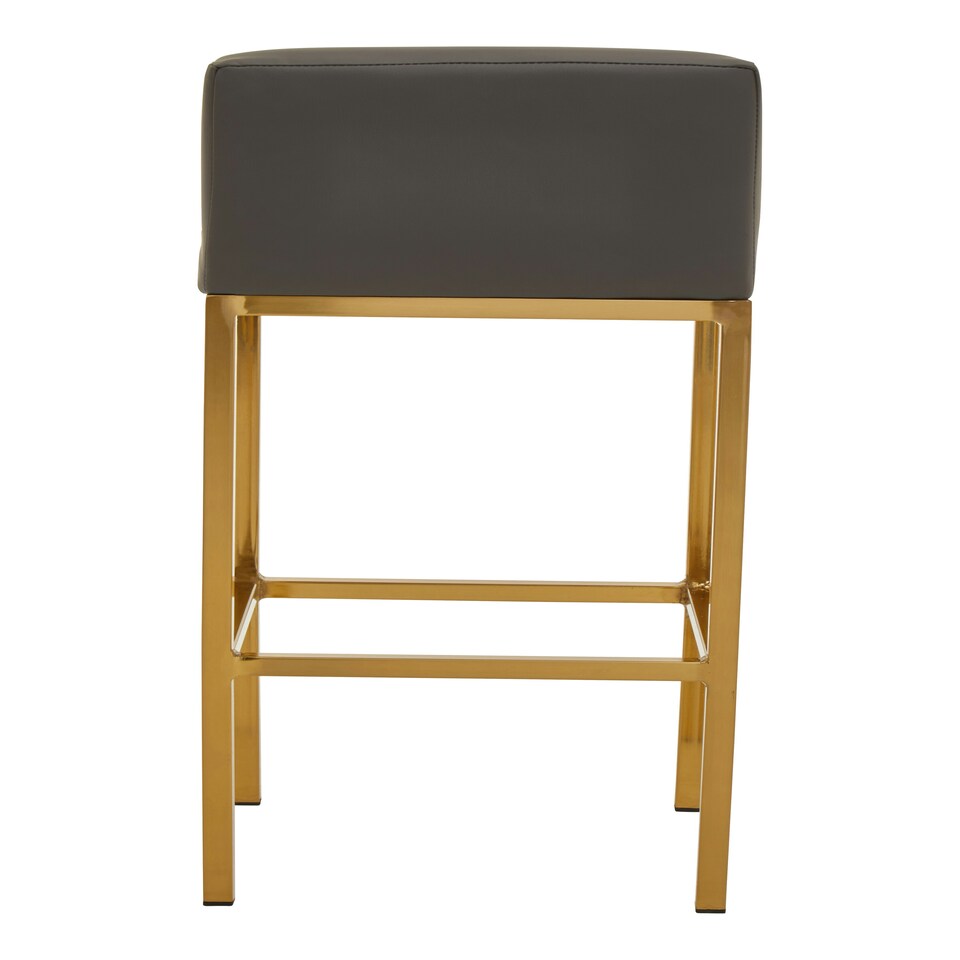 image 1 of Interiors by Premier Dark grey and Gold Finish Bar Chair, Glam Touch Indoor Metal Bar Stool, Footrest Bar Chair