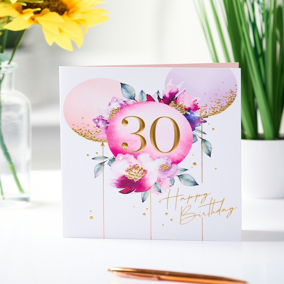 image 1 of 30th Birthday Card - Balloons
