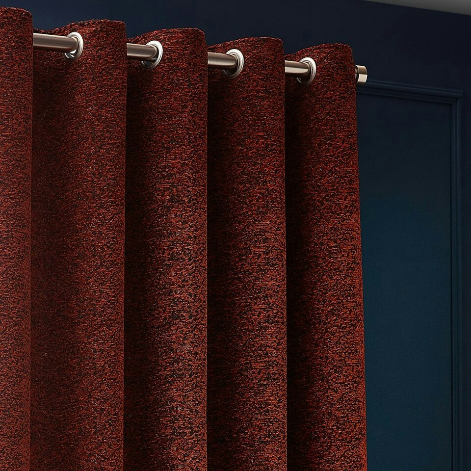 image 1 of Paoletti Galaxy Chenille Copper Eyelet Curtains 117 x 183cm