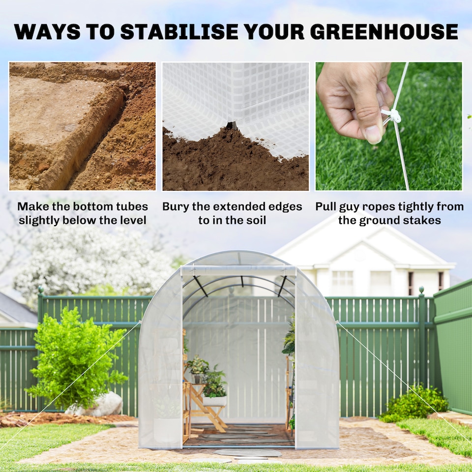 image 1 of Outsunny Large Walk-in Greenhouse Poly Tunnel Galvanised Garden Plants Grow Tent