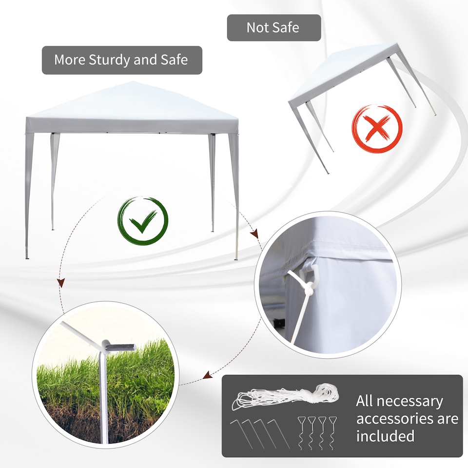 image 1 of Outsunny 3 x 3M Garden Pop Up Gazebo Height Adjustable Marquee Party Tent Wedding Canopy with Carrying Bag, White