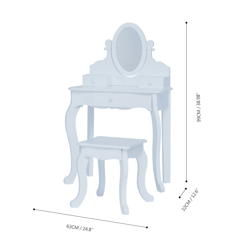 image 1 of Teamson Kids Little Princess Rapunzel Medium Vanity,White