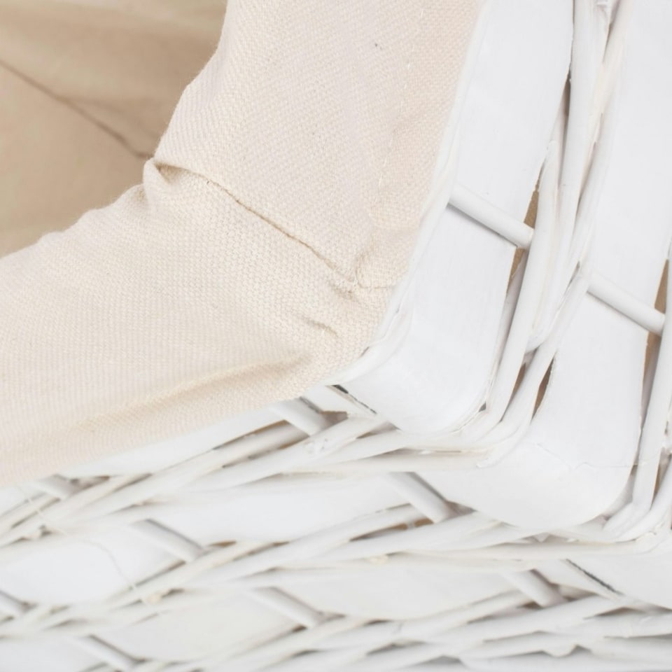 image 1 of Small White Scandi Storage Basket With White Lining | White | White