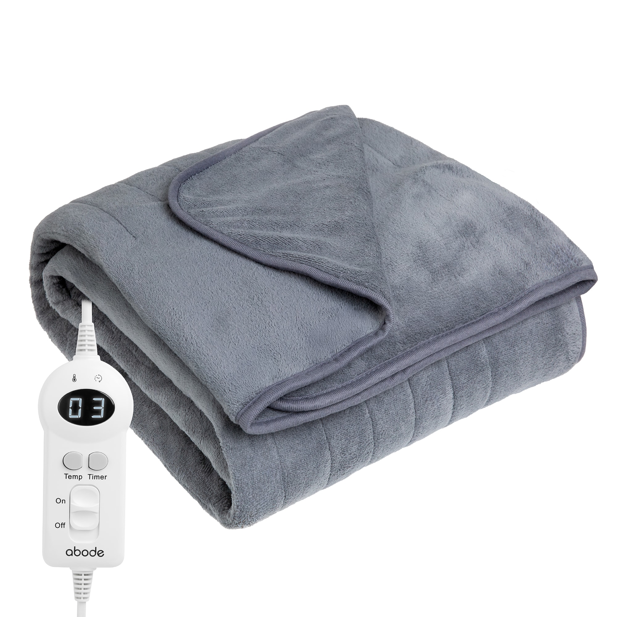 Abode Electric Blanket Heated Throw Grey Microfleece with 9 Heat Settings AHT1001GR