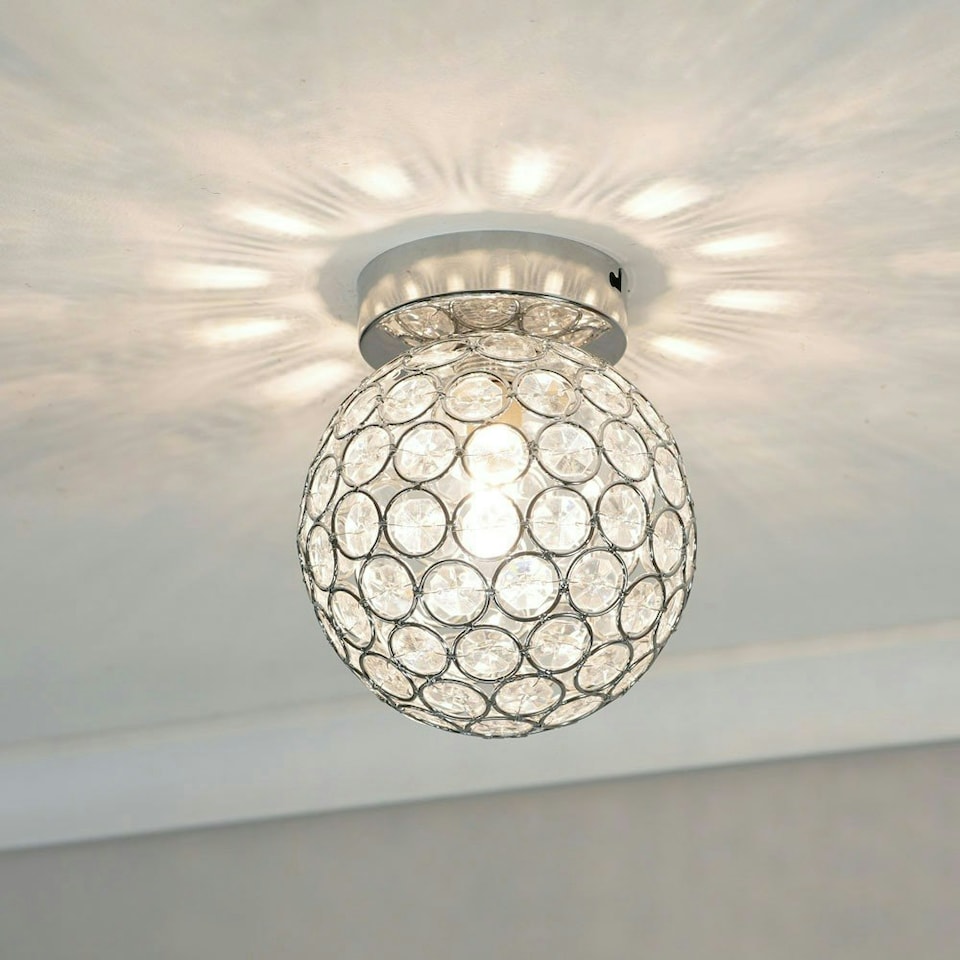 image 1 of ValueLights Ella Chrome Sphere Globe Jewel Flush Ceiling Light