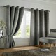 image 1 of Velvet Look Eyelet Ring Top Blackout Curtains - 168cm x 137cm - Silver