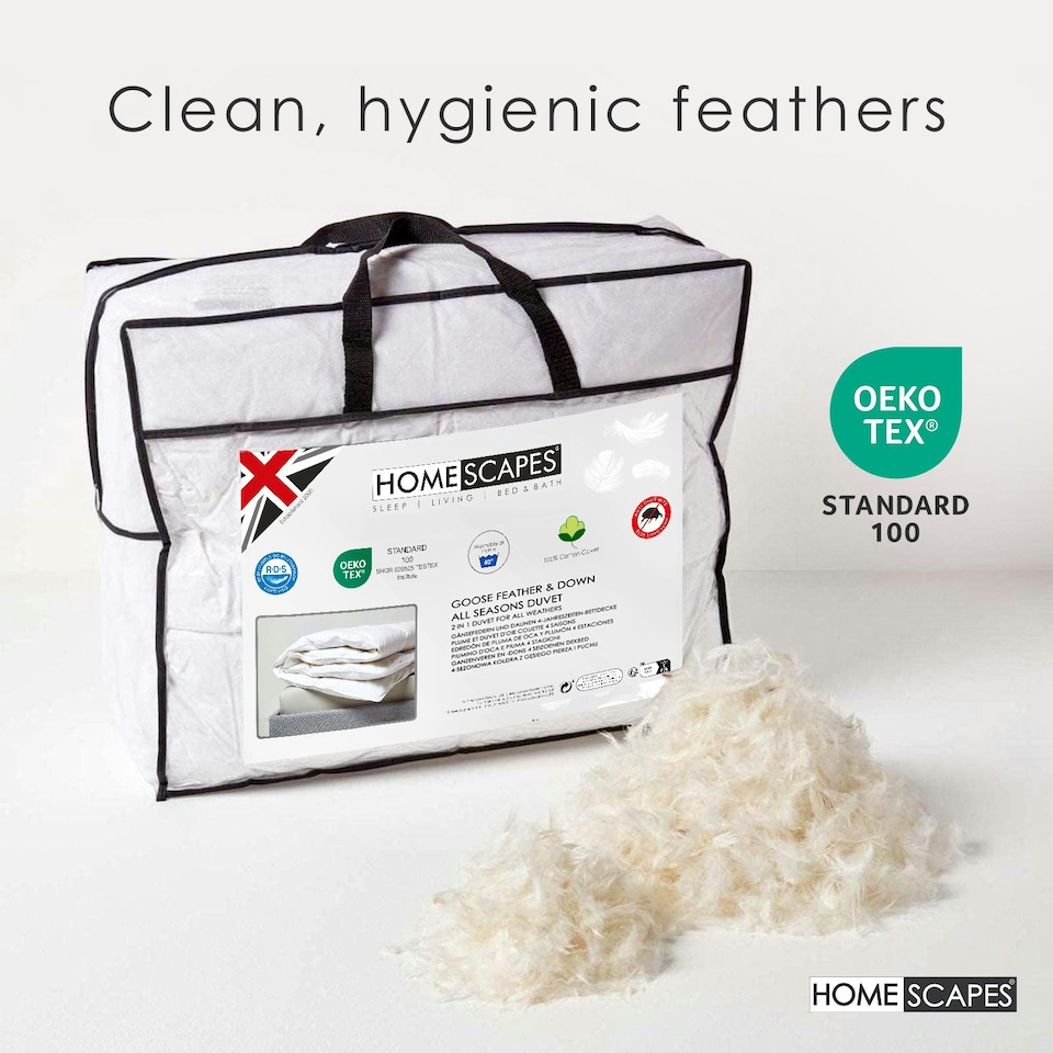 image 1 of Homescapes Goose Feather and Down All Season Duvet, Double
