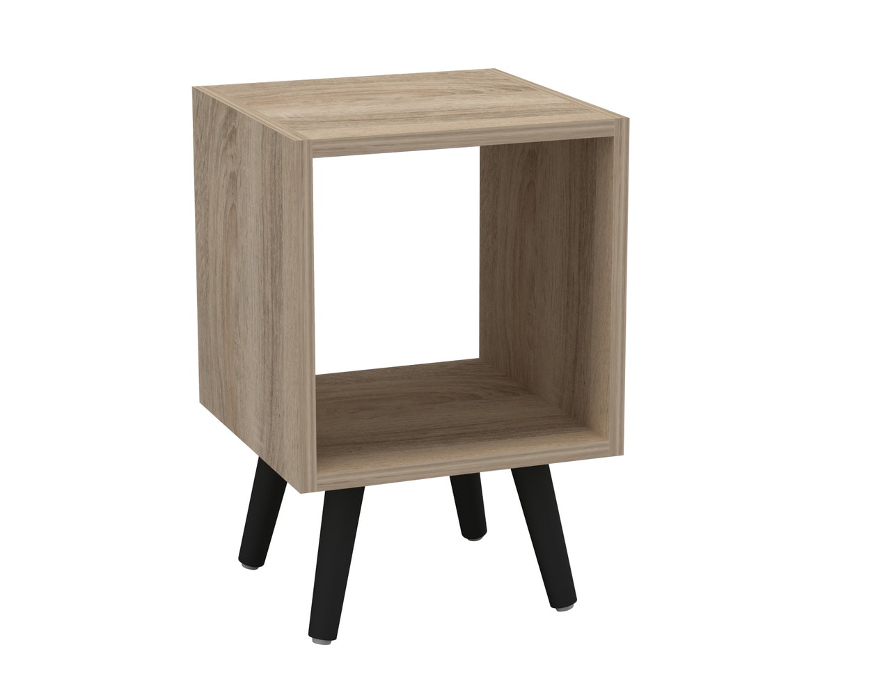 Cube Display Cabinet with Scandinavian Legs Brown Antique Oak & Black 1