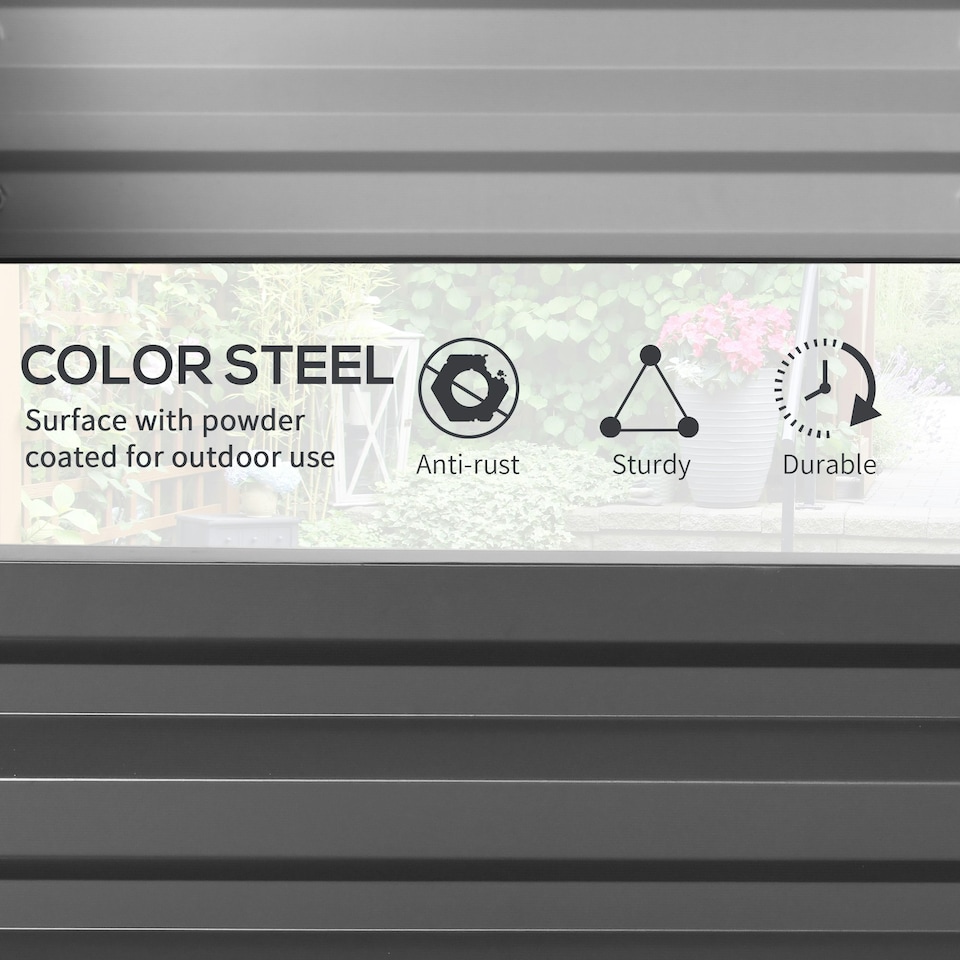 image 1 of Outsunny Raised Garden Bed Elevated Planter Box for Flowers Light Grey