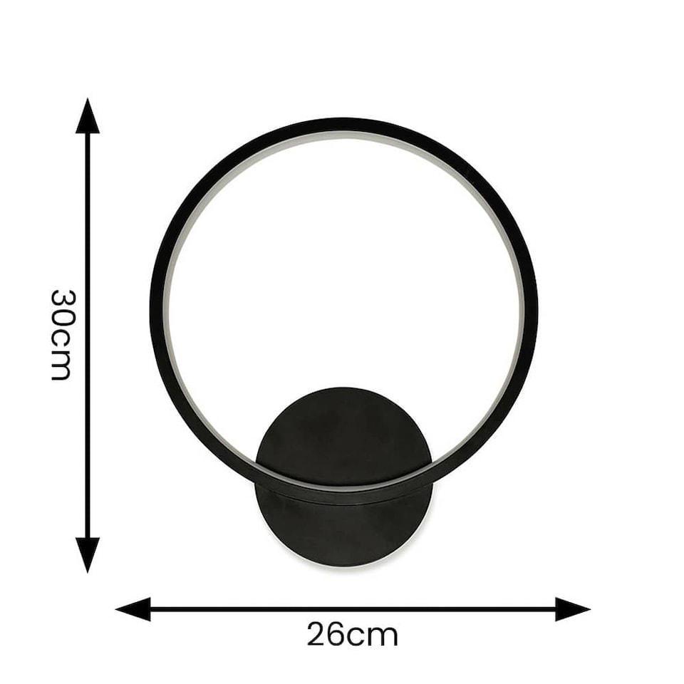 image 1 of ValueLights Infinity Black Circle Integrated LED Wall Light | Black