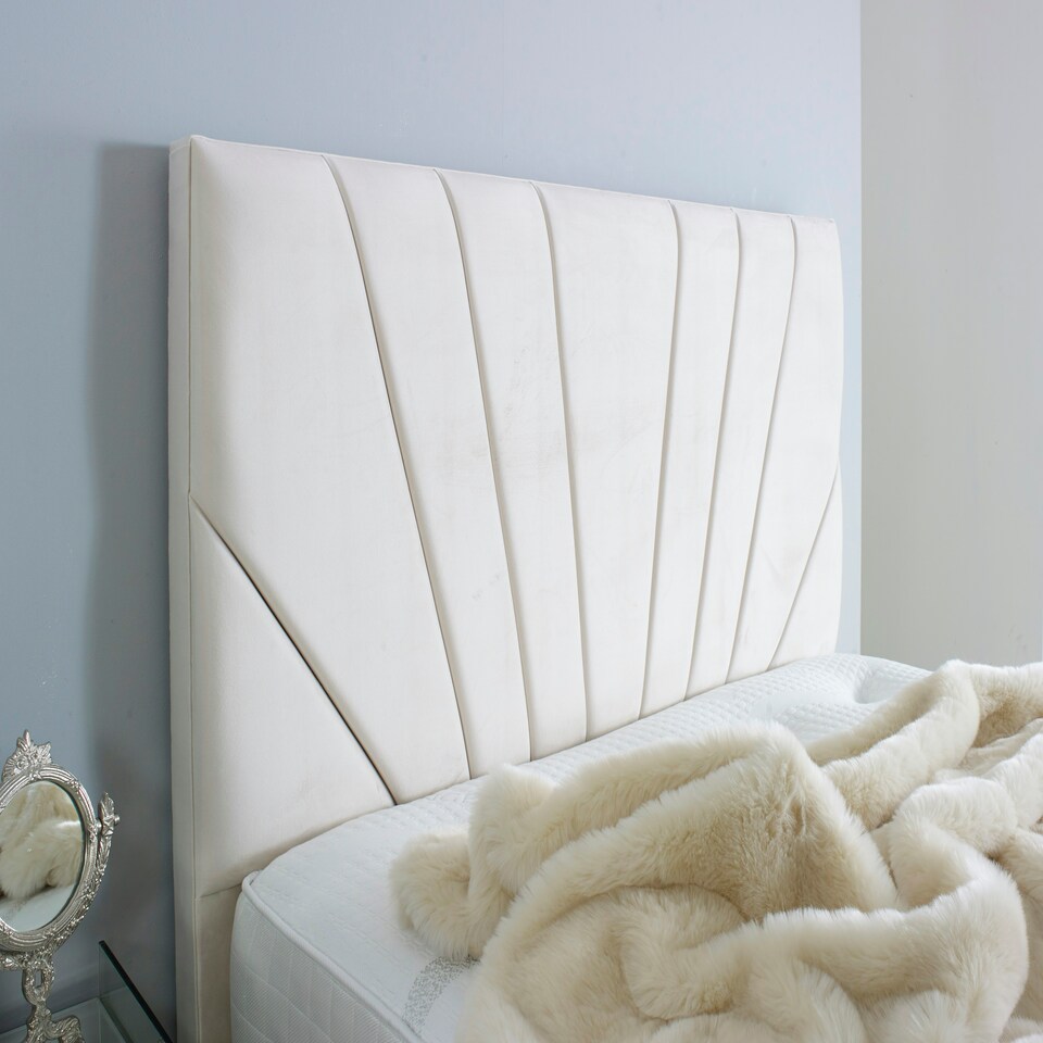 image 1 of Marco Plush Double Bed Frame - Beige