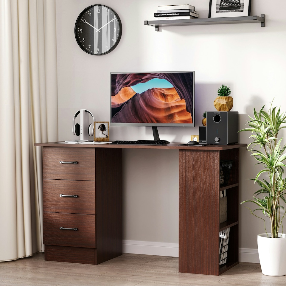 image 1 of HOMCOM Computer Desk with Storage, Writing Study Table for Home Office