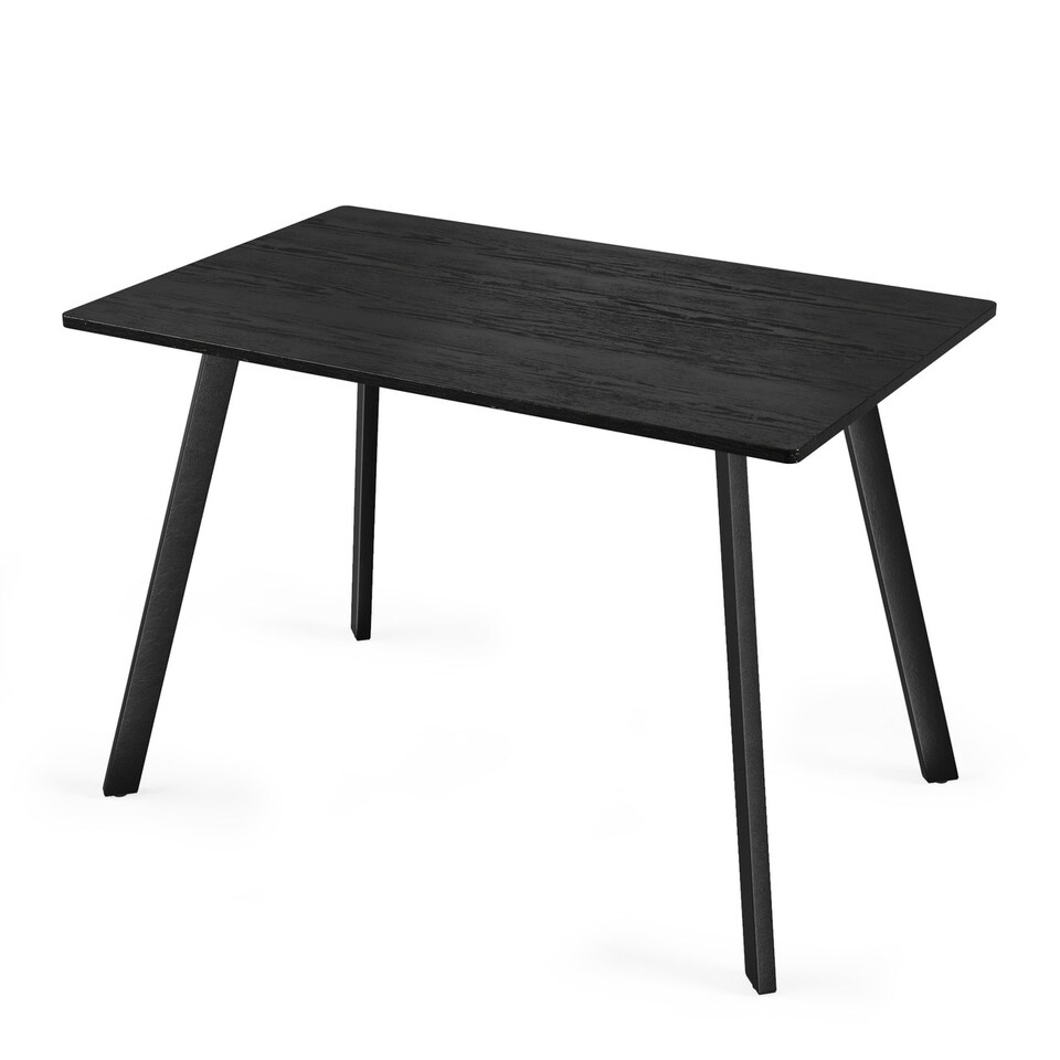 image 1 of 110cm Rectangular Dining Table with Metal Legs | Brown | Black Wood | 1