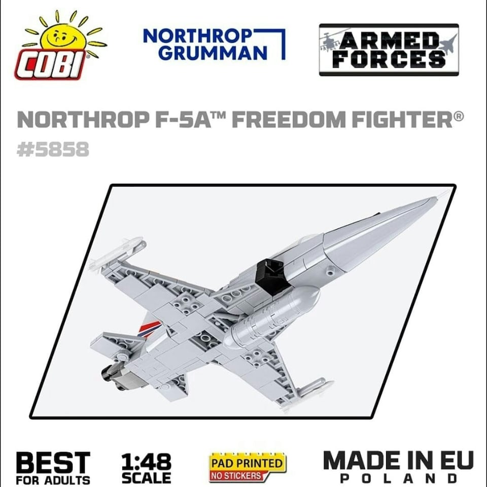 image 1 of Northrop F-5E Freedom Fighter brick plane model - COBI 5858 - 335 bricks