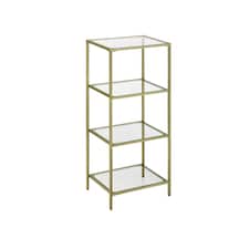 Glass 4 Tier Side End Table Gold Gold