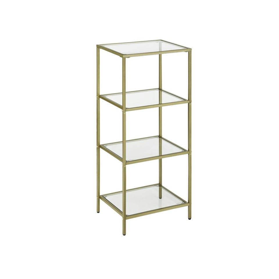 image 1 of Glass 4 Tier Side End Table Gold Gold