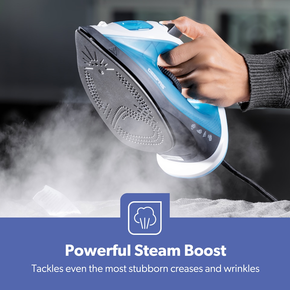 image 1 of GEEPAS Steam Iron With Non Stick Soleplate 1800W Blue