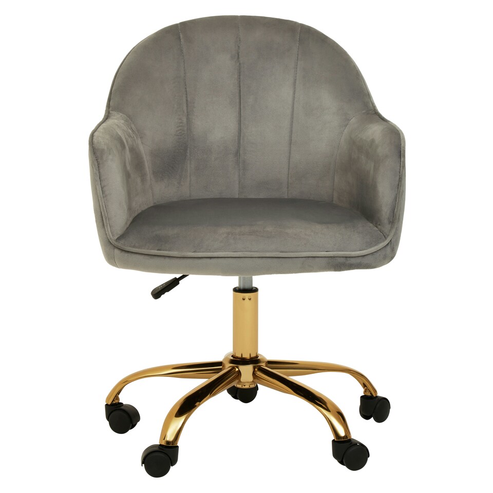 image 1 of Interiors by Premier Brent Grey Velvet And Gold Home Office Chair