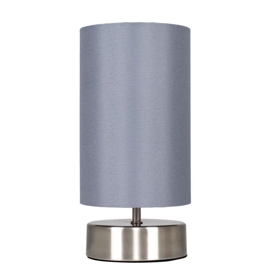 image 1 of ValueLights Francis Brushed Chrome Touch Table Lamp Grey Shade and Bulb