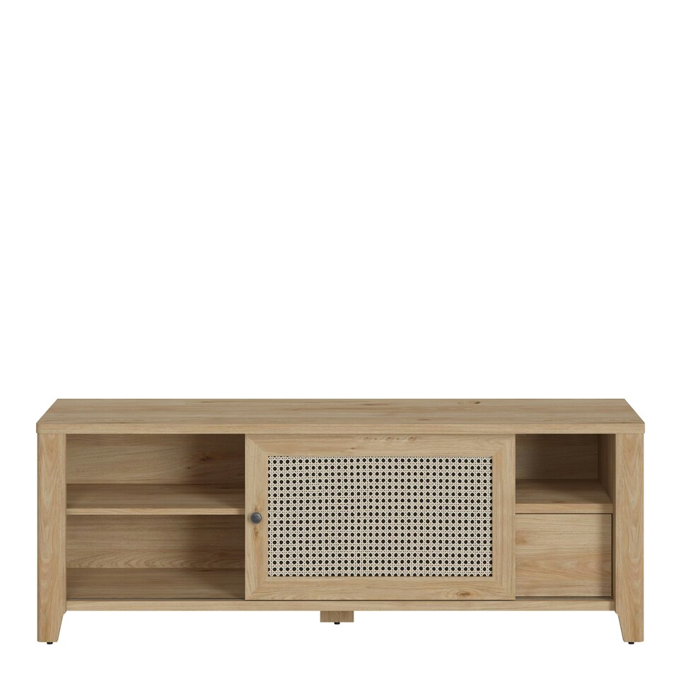image 1 of Cestino 1 Door 1 Drawer TV Unit in Jackson Hickory Oak and Rattan Effect
