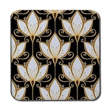 Black & Gold Floral Pattern (Coaster)