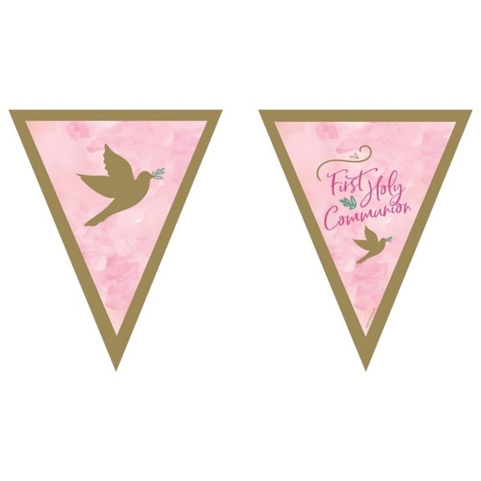 Amscan First Holy Communion Flag Banner - Pink - One Size