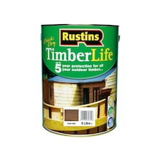Rustins Quick Dry Timberlife Dark Oak 5L 5 Year Protection for Timber Sheds & Fences | Brown | 1