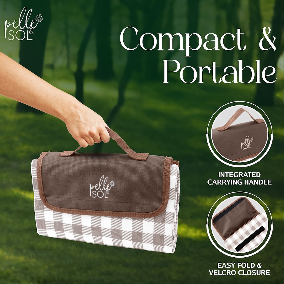 image 1 of Pelle & Sol Brown Picnic Blanket Waterproof 200x140cm
