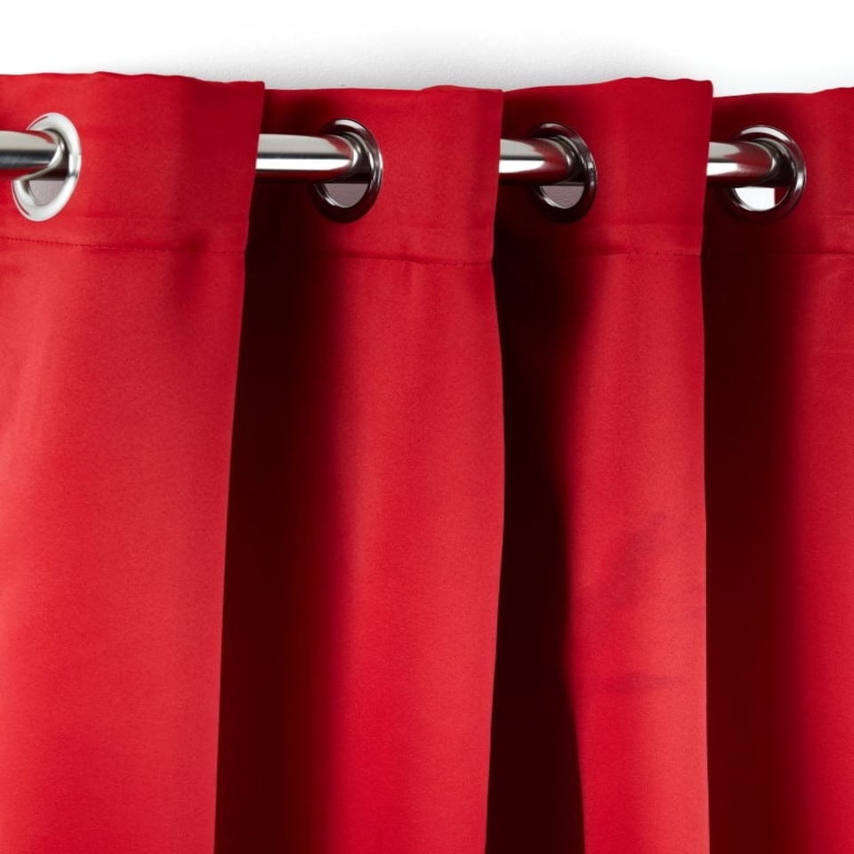 image 1 of Woven Thermal Blackout Eyelet Curtains Red 116cm x 183cm