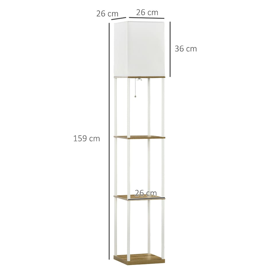 image 1 of HOMCOM Modern Floor Lamp with Shelves and Fabric Lampshade