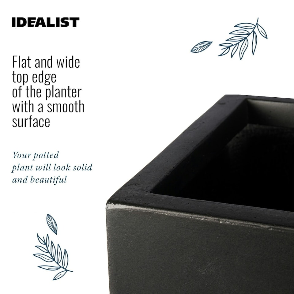 image 1 of Window Box Light Concrete Black Garden Planter L80 W17 H17.5 cm, 24 ltrs Cap.