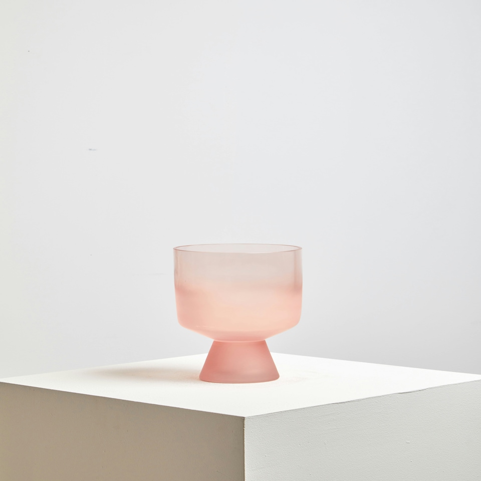 image 1 of Interiors by Premier Small Matte Pink Ombre Glass Vase, Modern Two-Tonal Decorative Vase, Chic Flower Vase for Contemporary Homes Pink