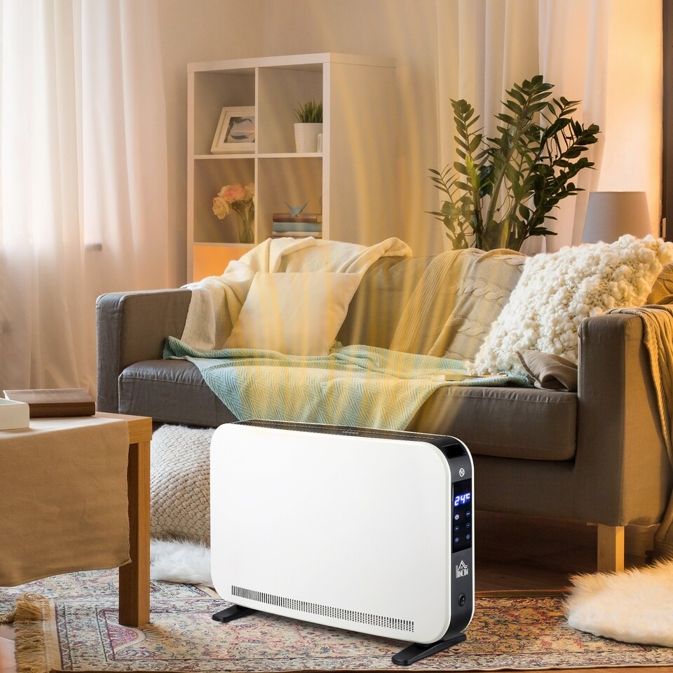 image 1 of HOMCOM Electric Heater, 2180W Portable Convector Heater with 24H Timer, Overheat Protection, Adjustable Temperature for Home, White
