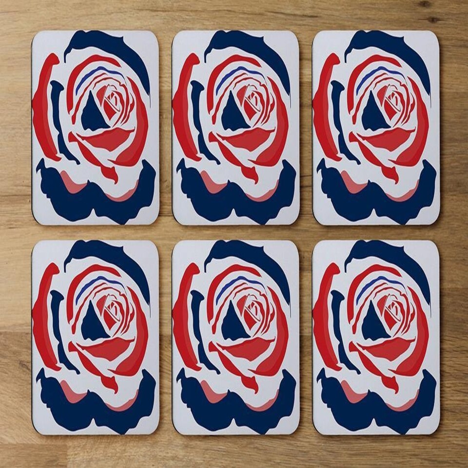 image 1 of Red & Blue Rose Print (Coaster)