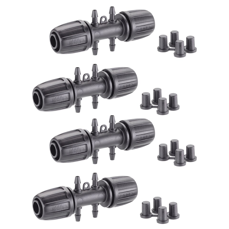Claber 91027 1/2-Inch Hose Pipe Connector with Four 1/4-Inch Outlets | Pack of Four