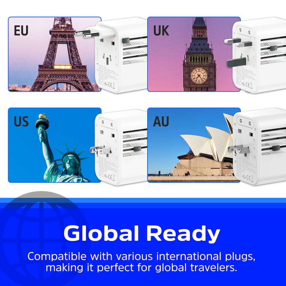 image 1 of Energizer International Travel Adapter 20W PD Charger White