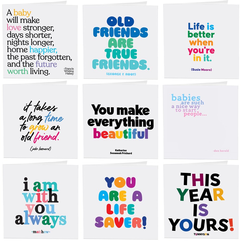 image 1 of Quotable All Occasions Greetings Cards 9 Multipack Assorted