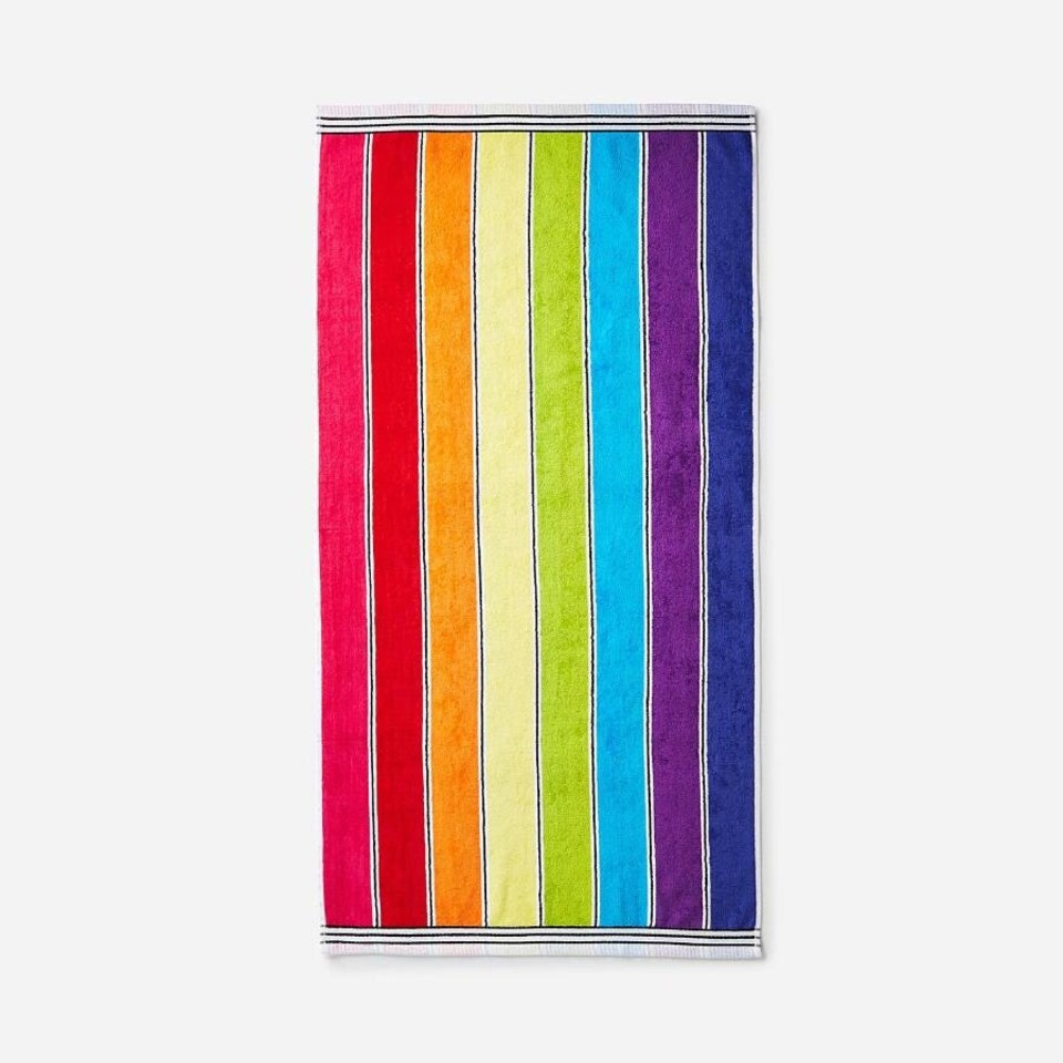 image 1 of Nautical Striped Beach Towel 70 x 140cm - 100% Cotton Multi | Rainbow Stripe | One size