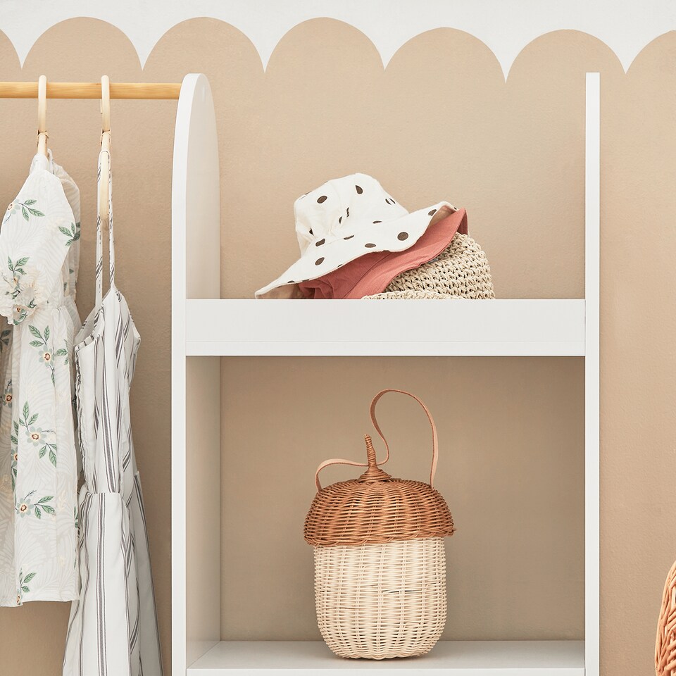 image 1 of SoBuy Kids Wardrobe with Hanging Rail, Storage Box & 3 Hooks, White, 38.2x13.8x42.5 inches, 22.5 kg - KMB40-W
