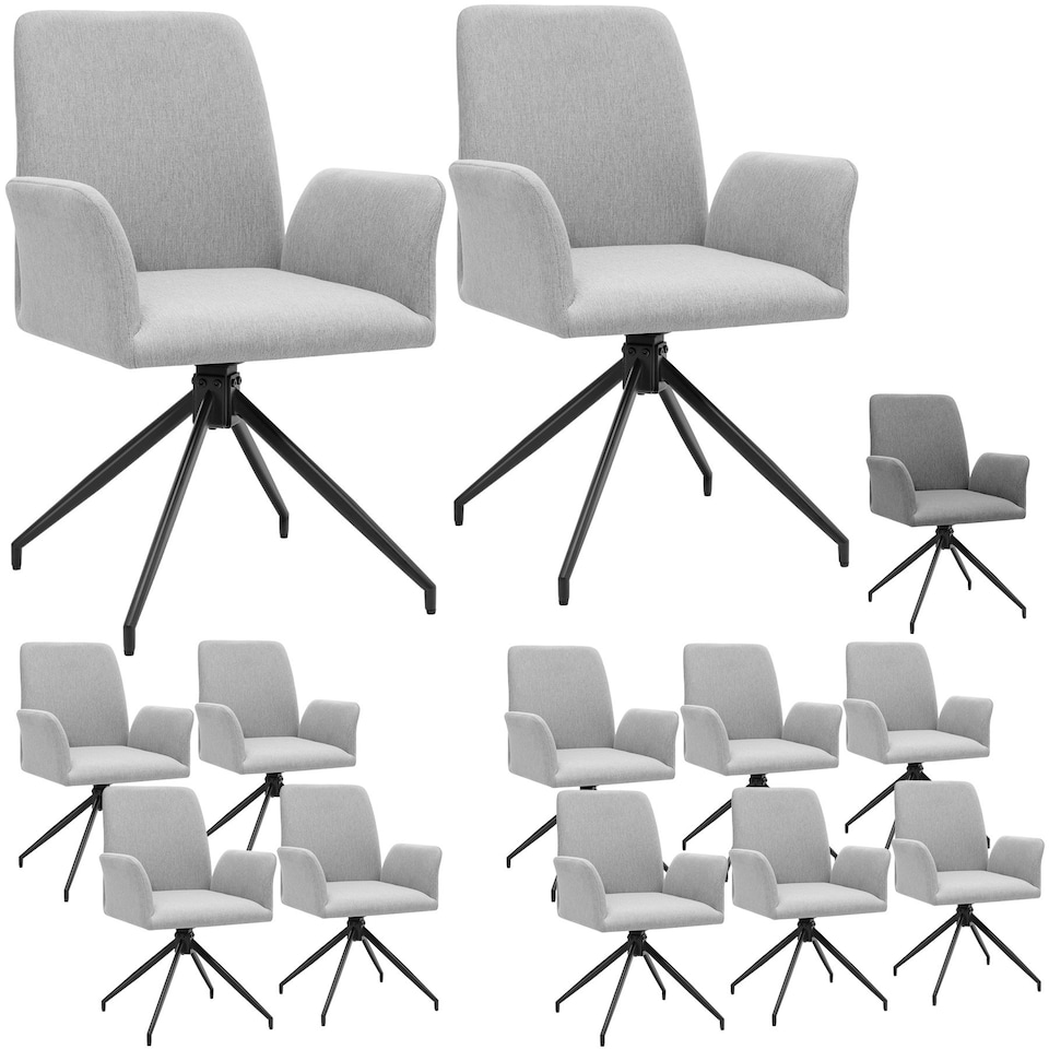 image 1 of Swivel Chair Daya - upholstered, robust fabric, 55.5 x 58 x 87 cm - Set of 6 Grey | Anthracite